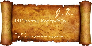 Jánossy Katapán névjegykártya